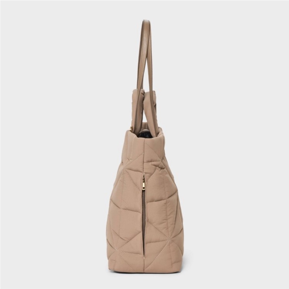 Target Quilted Beige Kate Tote Bag - Picture 2 of 15